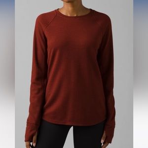 PrAna Rhubarb Wensley Crew waffle knit long sleeve top womens size small